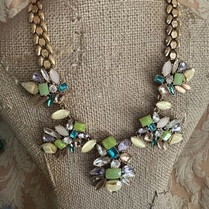 Stella & Dot Green and Blue Necklace with Leaf Details